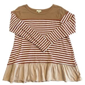 Kori American Brown striped long sleeved sweater shirt size small